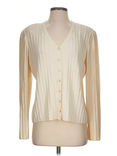 Pre-owned St John Wool Cardigan Sweater In Ivory