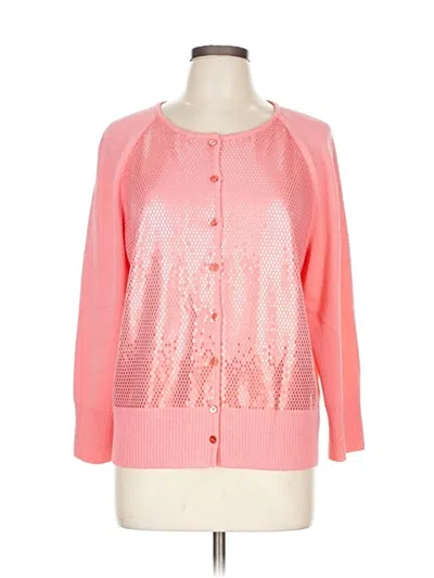 Pre-owned St John Wool Cardigan Sweater In Pink