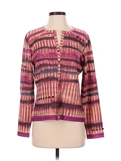Pre-owned St John Wool Cardigan Sweater In Purple