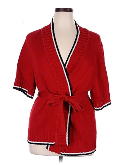 St John Wool Cardigan Sweater In Red