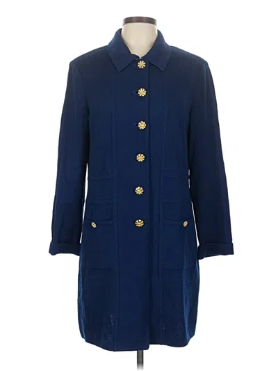 Pre-owned St John Wool Coat In Blue