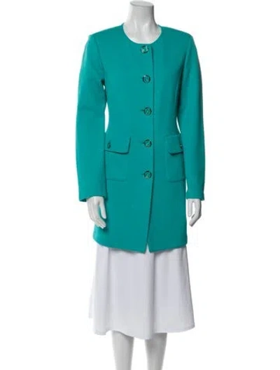 Pre-owned St John Wool Coat In Blue