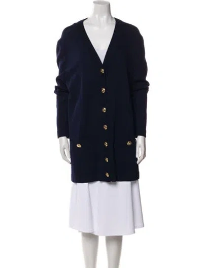 Pre-owned St John Wool Coat In Blue