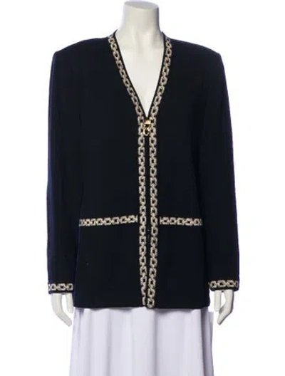 Pre-owned St John Wool Coat In Blue