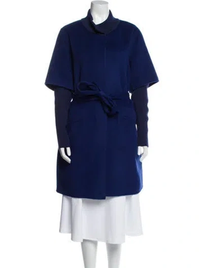 Pre-owned St John Wool Coat In Blue