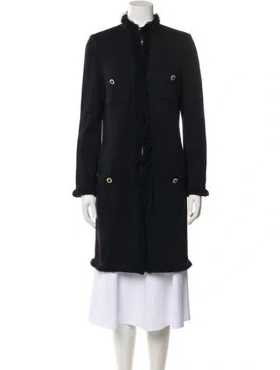 Pre-owned St John Wool Coat In Blue