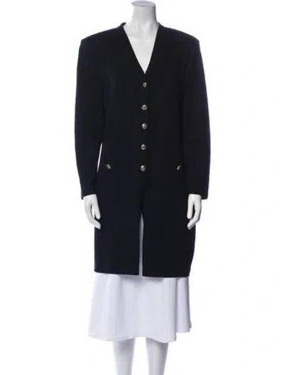 Pre-owned St John Wool Coat In Blue