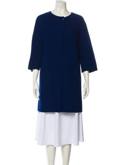 Pre-owned St John Wool Coat In Blue