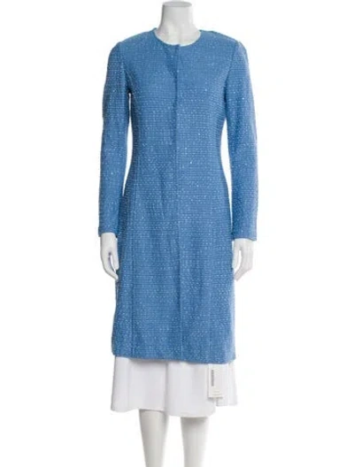 Pre-owned St John Wool Coat In Blue