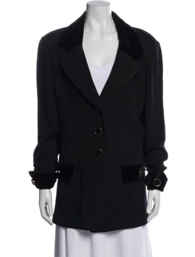 Pre-owned St John Wool Coat In Blue