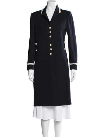 Pre-owned St John Wool Coat In Blue