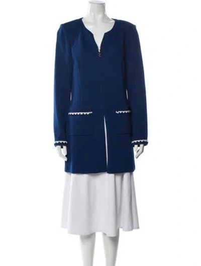 Pre-owned St John Wool Coat In Blue