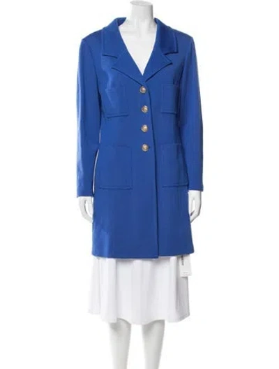 Pre-owned St John Wool Coat In Blue
