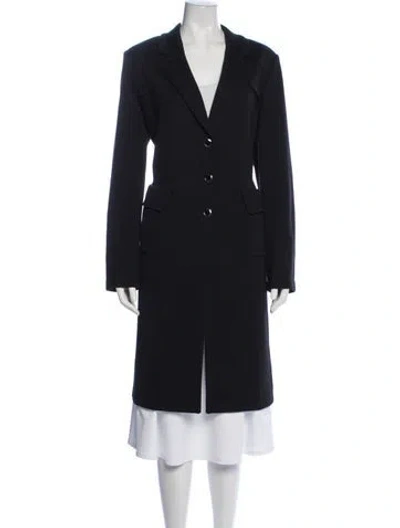 Pre-owned St John Wool Coat In Blue
