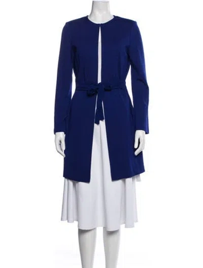Pre-owned St John Wool Coat In Blue