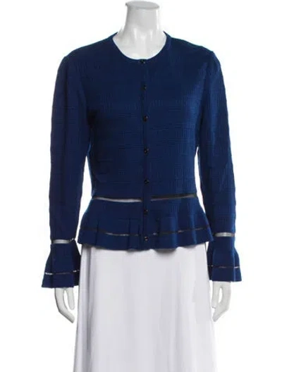 Pre-owned St John Wool Coat In Blue