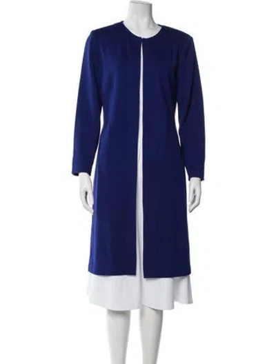 Pre-owned St John Wool Coat In Blue