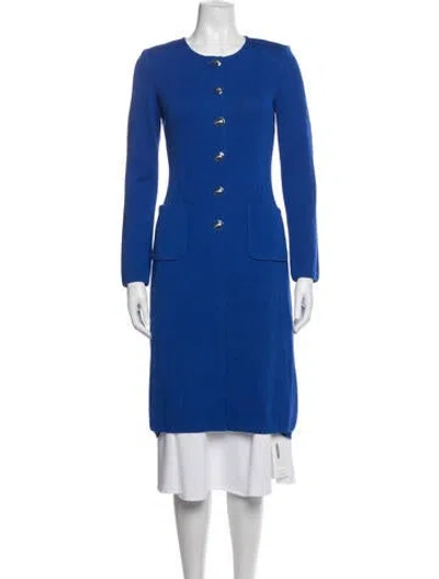 Pre-owned St John Wool Coat In Blue