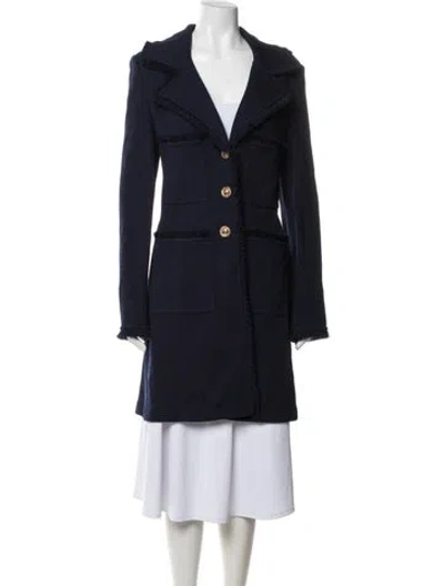 Pre-owned St John Wool Coat In Blue