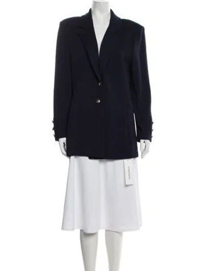 Pre-owned St John Wool Coat In Blue