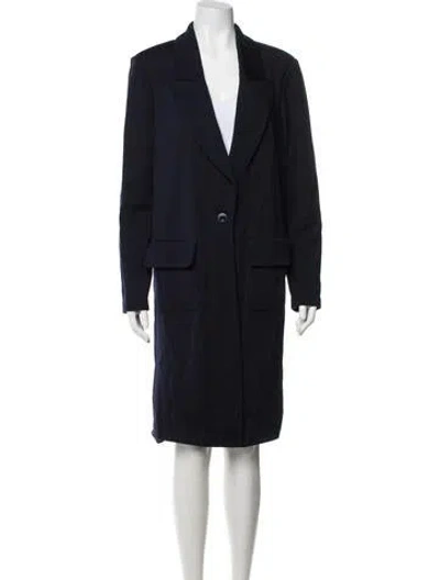 Pre-owned St John Wool Coat In Blue