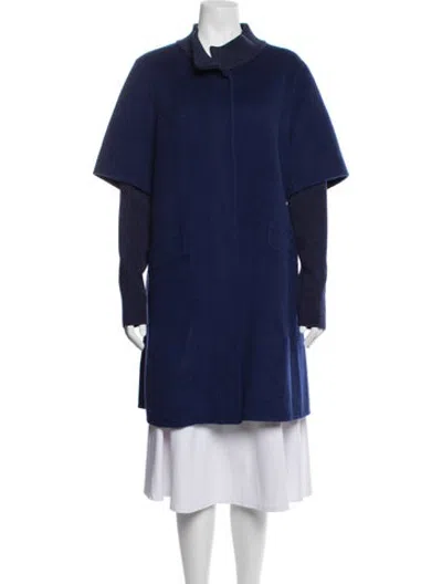 Pre-owned St John Wool Coat In Blue