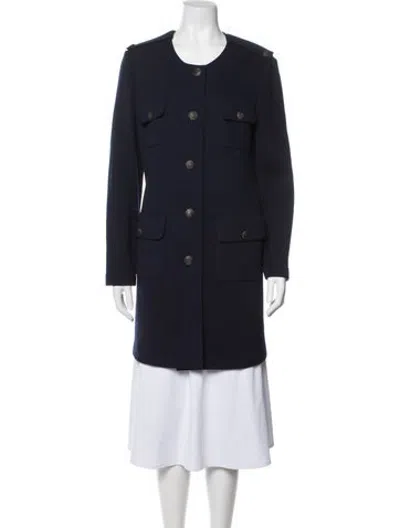 Pre-owned St John Wool Coat In Blue