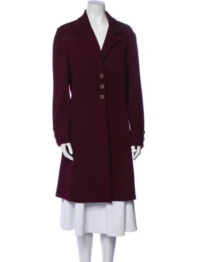 Pre-owned St John Wool Coat In Burgundy