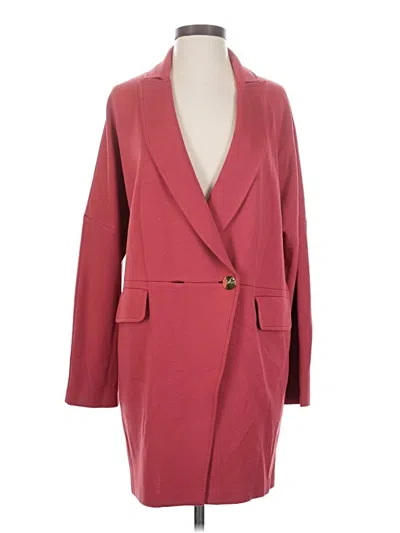 Pre-owned St John Wool Coat In Burgundy
