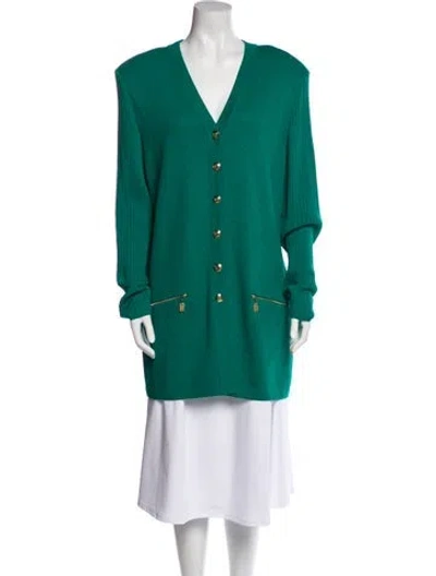 Pre-owned St John Wool Coat In Green