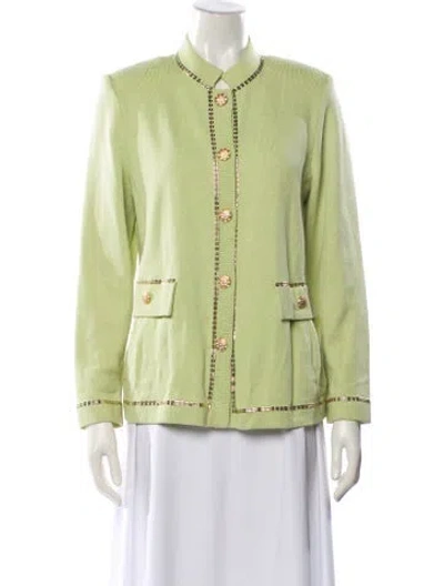 Pre-owned St John Wool Coat In Green