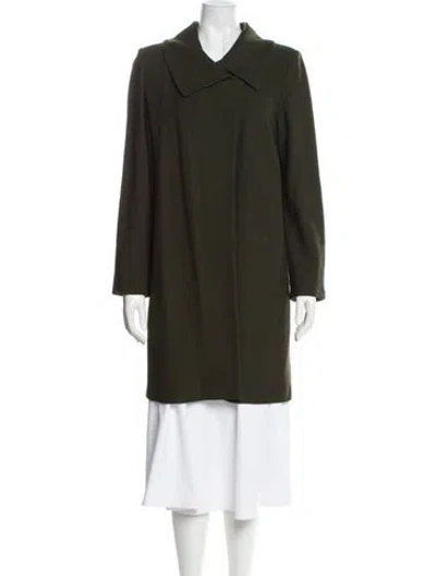 Pre-owned St John Wool Coat In Green