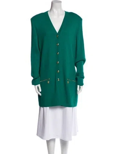 Pre-owned St John Wool Coat In Green