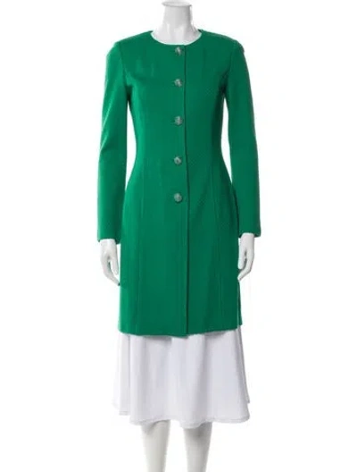 Pre-owned St John Wool Coat In Green