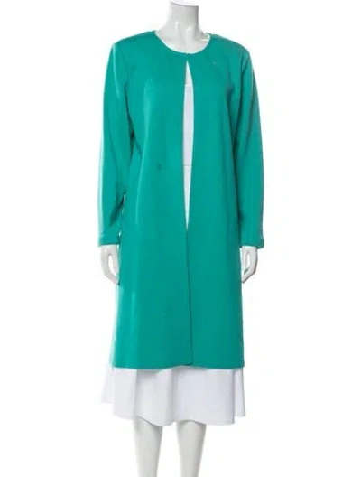 Pre-owned St John Wool Coat In Green