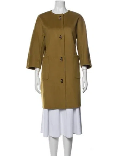 Pre-owned St John Wool Coat In Green
