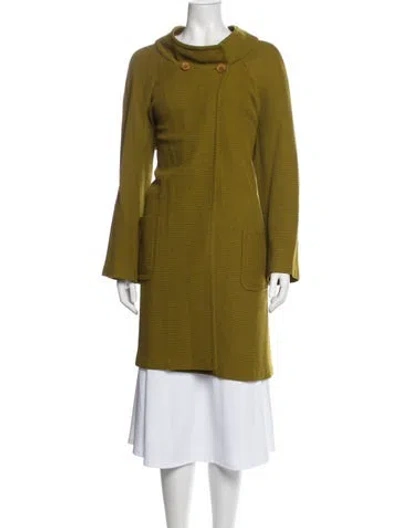Pre-owned St John Wool Coat In Green