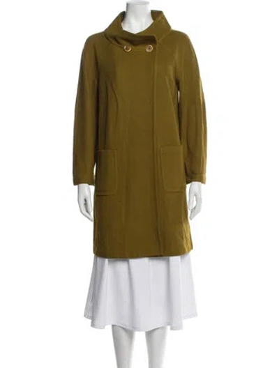 Pre-owned St John Wool Coat In Green