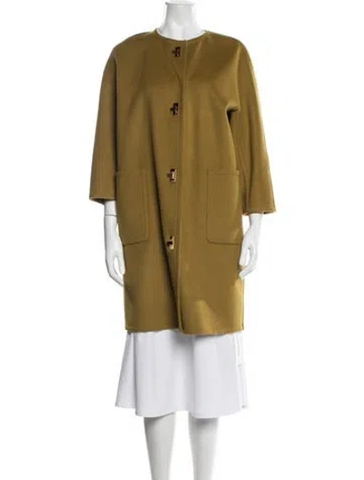 Pre-owned St John Wool Coat In Green