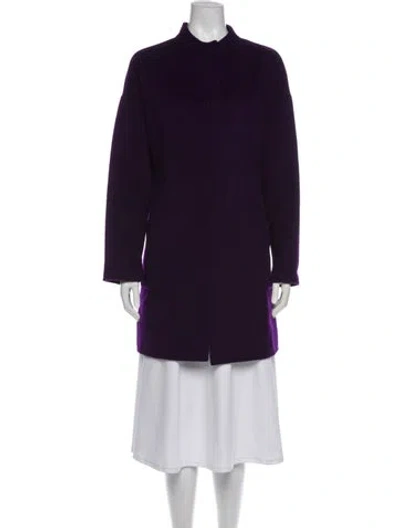 Pre-owned St John Wool Coat In Purple