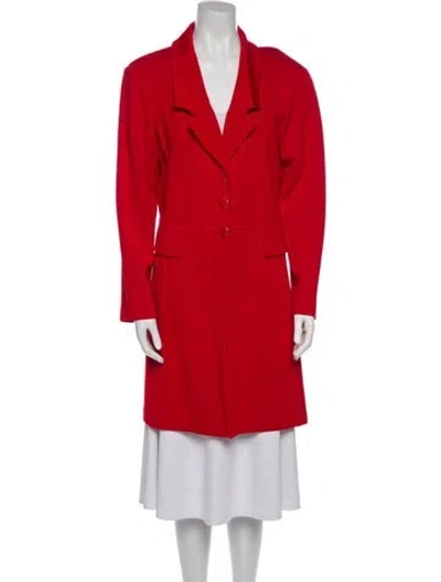 Pre-owned St John Wool Coat In Red