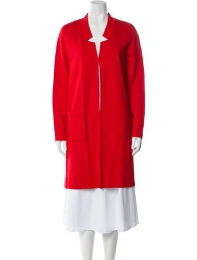 Pre-owned St John Wool Coat In Red