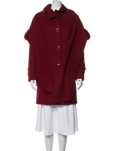 Pre-owned St John Wool Coat In Red