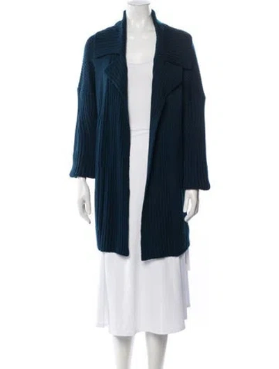 Pre-owned St John Wool Coat W/ Tags In Blue