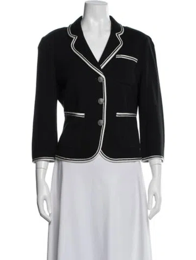 Pre-owned St John Wool Colorblock Pattern Blazer In Black