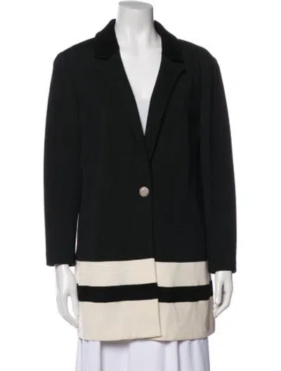Pre-owned St John Wool Colorblock Pattern Blazer In Black