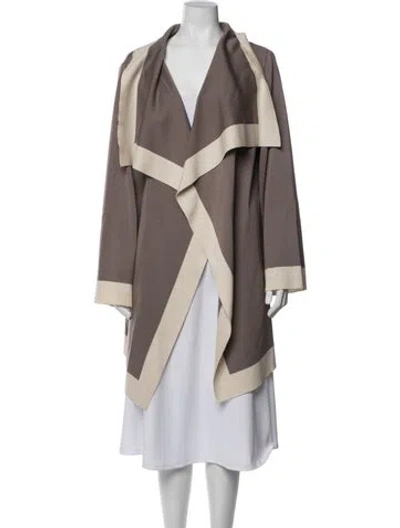 Pre-owned St John Wool Colorblock Pattern Coat In Brown