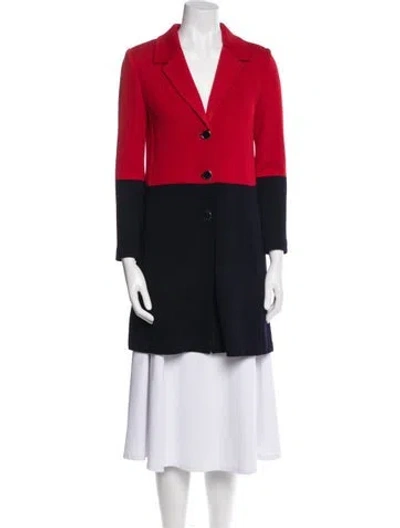Pre-owned St John Wool Colorblock Pattern Coat In Red