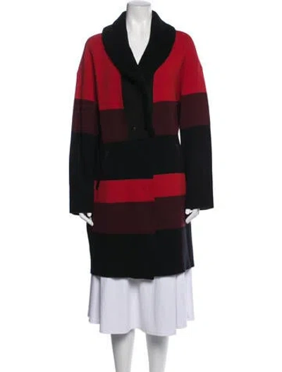 Pre-owned St John Wool Colorblock Pattern Coat In Red
