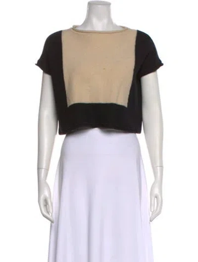Pre-owned St John Wool Colorblock Pattern Crop Top